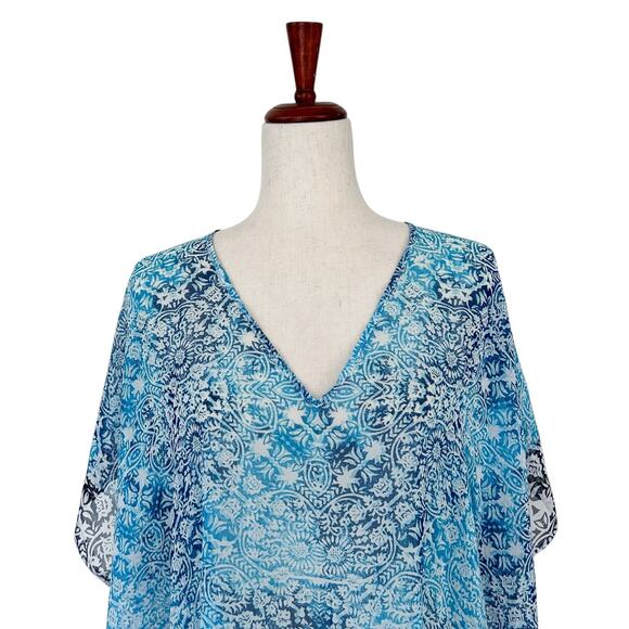 Tommy Bahama Women's Sheer Swim Coverup Blue Size Small‎ Tropical Vacation - Picture 2 of 9